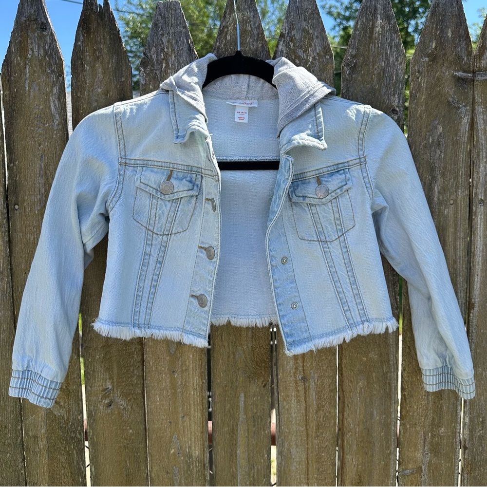Cat & Jack Hooded Denim Jacket Sz XS 4/5